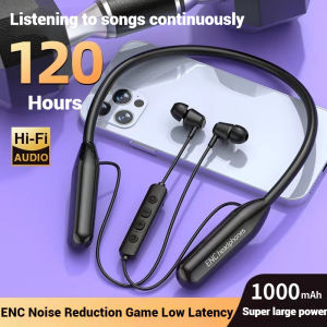 ZNW ENC Noise-canceling Low-latency Bluetooth Headset 9D Sound Sports Gaming Hanging Neck Wireless Neck-hanging Headphone Noise-canceling Ultra-long Life Earphone