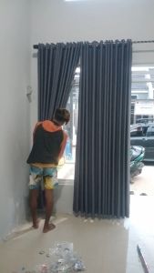 Gorden Blackout Emboss Polos Natural Smokring Silver: Gorden Pintu & Jendela Import Murah