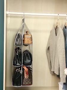 Transparent Storage Bag for Wardrobe: A Foldable Suspender Rack & Handbag Storage Solution
