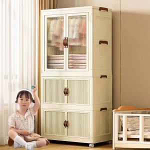 Installation-Free Kid Double Door Wardrobe Almari Baju Childrens Wardrobe Baby Storage Cabinet Locker Foldable Storage Closet Storage box 衣柜、储物柜