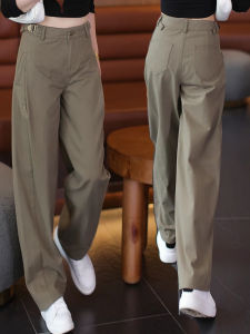 High Waist Wide Leg Workwear Pants Womens Casual Cotton Denim Washed Slimming Early Autumn Straight Leg Trousers