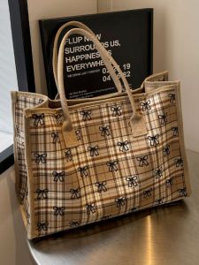 Large Capacity Canvas Tote Bag Womens Casual Commuter Bag Single Shoulder Mommy Bag Trendy Korean Style Shopping Bag