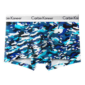 CarbinKoneer | กางเกงบ็อกเซอร์ชาย CarbinKoneer ทรงสี่เหลี่ยมพิมพ์ลายผ้าไหมน้ำแข็งระบายอากาศได้ดี ไร้ตะเข็บ ป้องกันแบคทีเรีย กล่องของขวัญ