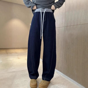 กางเกงยีนส์ขากว้างเอวสูงสำหรับผู้หญิง ทรงหลวม ผ้าเดนิม ทรงหลวม กางเกงขายาว ฤดูร้อน 2025 จีนแผ่นดินใหญ่