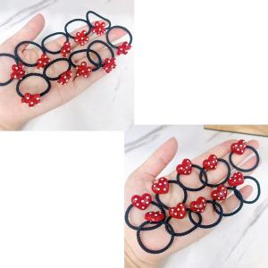New Arrival Red Polka Dot Heart Shaped Small Hair Ties for Girls Baby Head Ropes Children Accessories Hair Bands Cute Fleece