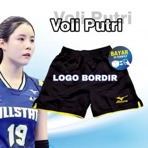 Celana Voli Volly Cewek Belah Pinggir Press Body Logo Bordil / Kolor Olahraga Santai Wanita Terbaru