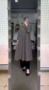 SALUR Set Tunik Wanita Muslim Kekinian Bahan Shakila Twill Adem Setelan Baju Busana Dewasa Terbaru