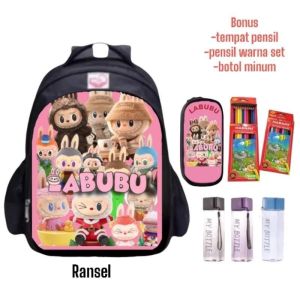 Tas Ransel 4in1 Labubu Viral Ransel Sekolah Anak PAUD TK SD