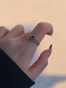 แหวนเงินแท้ Black Diamond แหวนเพชร สีดำนำโชค แหวนมงคล แหวนผู้หญิง แหวนพลอย แหวนไพลิน แหวนปรับขนาดได้ แหวนหิน