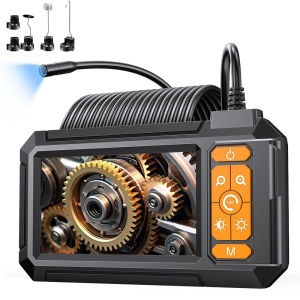 Industrial Endoscope Camera 4.3inch IPS Screen 8mm HD1080P IP67 Waterproof 8 LED Light Inspection Borescope for Pipe Car Repair