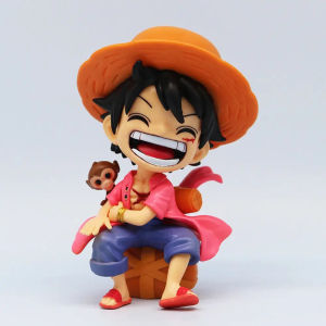 Bandai | New Hot One Piece Luffy Zoro Sanji Ace Yamato Q Version Mini Sitting Action Figure Pvc Statue Car Desk Interior Ornament Decor