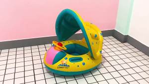 Baby Swimming Float with Sunshade – Inflatable Baby Swim Ring for Toddlers Safe Floating Trainer for Pool & Beach Ages 2-6 Y