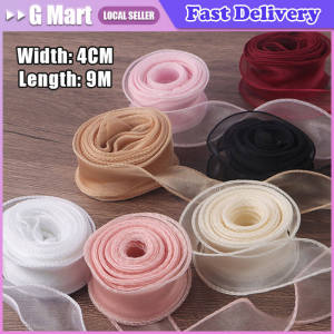 4cm Sheer Chiffon Ribbon with Gold Edge Organza Satin Ribbon Wedding Gift Bouquets Wrapping 10 Yard Each Roll