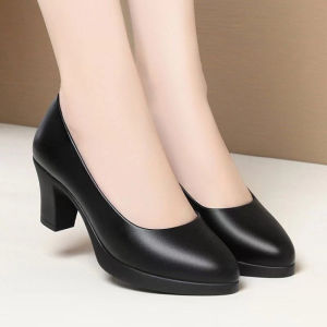 Comfortable Work Shoes Women Chunky Heels Office Dress Pumps Pointed Toe High Heel Minimalist Commuter Walking Footwear PlusSize