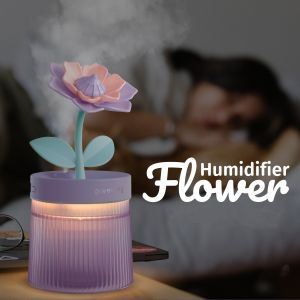 2024 Humidifier Portable USB Ultrasonic Colorful Cup Aroma Diffuser Cool Mist Maker Flower Air Humidifier Purifier With Light