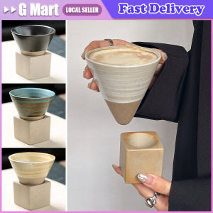 Creative Retro Ceramic Coffee Cup Rough Pottery Tea Cup Japanese Latte Pull Flower Porcelain Cup Household New Pottery Mug Funnel Ceramic Coffee Tea Cup Ceramic Coffee Mug with Base Ceramic Mug with Base Creative Coffee Cup