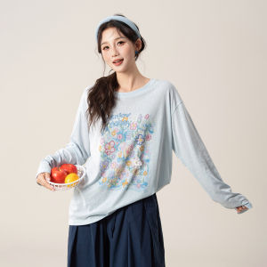 SHANGWEILUO | Áo Thun Dài Tay In Hình Vintage