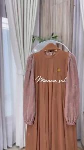 Gamis Lebaran 2025 Bahan Ceruty Babydoll Mix Tile Glitter Ukuran Jumbo LD 120 130 140 UP TO BB 120KG