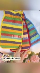 HOME+HOUND 1pcs Glove Bathing Towel Rainbow Stripes Printed Mud Remove Dead Skin