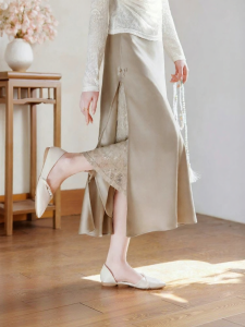 XIANGYING | Silk Satin Fish-tail Side Slit Bodycon Half-skirt