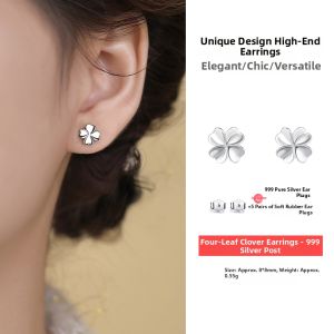OUGUI | Fine Sterling Silver Four-leaf Clover Earrings