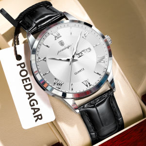 POEDAGAR | Đồng Hồ Đeo Tay Nam POEDAGAR Cao Cấp Bằng Da Máy Quartz Thời Trang Chống Nước Kim Dạ Quang Hiển Thị Số La Mã Kiểu Dáng Cổ Điển Dành Cho Nam Giới