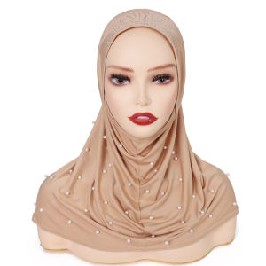 Jifang New Arrival Adult Plain White Pearls Shiny Rhinestones Instant Hijabs Inners SL123