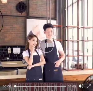 Apron Celemek Barista Korean Style Pria Wanita Celemek Dapur Masak Celemek Anti Air Chef Barista