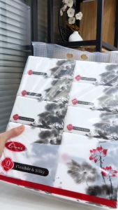 Loverhands กระดาษทิชชู่ เช็ดหน้า หนา 6 หิ้ว 60 ห่อ กระดาษ เนื้อเนียน นุ่ม สะอาด ซึมซับดี ไม่เป็นขุย