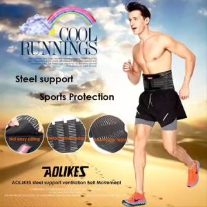 AOILIKES WAIST BELT SUPPORT แผ่นรัดเอวแก้ปวดหลัง พร้อมเหล็กดามสปริงพยุงขนาด 22cm  ยืดออกได้ถึง2 เท่า  เพื่อช่วยกระจายแรงและรับน้ำหนักได้ดี
