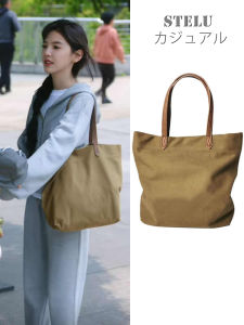 Large Capacity Commuter Tote Bag Womens Single Shoulder Bag Fashion Trend Canvas Soft Handbag Zipper Pocket Youth Backpack