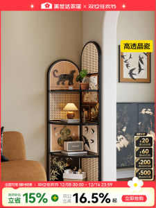 Meisda Retro Style Corner Storage Rack Triangle Cabinet Living Room TV Wall Bedroom Multi-Functional Bookshelf Organizer