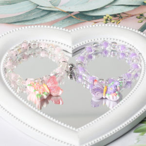 Original Design Butterfly Beads Colorful Couple Bracelets High Aesthetic Three-Person Magnetic Attraction Best Friend Bracelets Small Gifts for Women