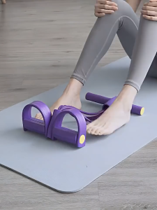 【Pink/Purple】Yoga Training Tension Rope Sit-ups Fitness Workout Foot Pedal Resistance Band