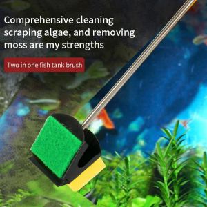 Household Fish Tank Brush Cleaner Long Handle No Dead Angle Cleaning Tool Scrubber for Glass Inner Wall Algae Removal Brush