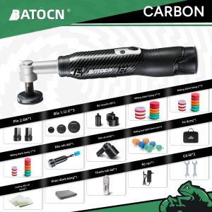Máy Đánh Bóng Không Dây BATOCA S6 12V Với Thiết Kế Carbon/Camo Miếng Đệm 1/2/3 Inch Màn Hình Kỹ Thuật Số Bộ Dụng Cụ Chăm Sóc Xe Hơi Kèm 1 Pin 2.0Ah