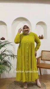 GAMIS JUMBO XXL XXXL XXXXL LD 130cm LD 140cm BUSUI BIGSIZE GAMIS CRINKLE AIRFLOW FULL KANCING TERBARU VIRAL KEKINIAN