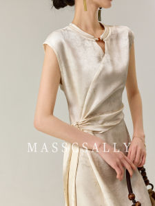 MASSCSALLY | New Chinese Style Embroidered Slimming Qipao Long Dress