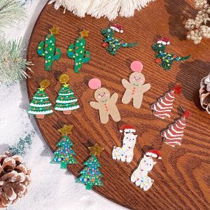 Fashion Angel Girl Giáng Sinh Bông tai nhựa Acrylic Cho Cô Gái Thời Trang Cây giáng sinh hoạt hình Xương Rồng cừu nhỏ khủng long bé nhỏ Hình Dạng Đồ Trang Sức Cho Sinh Viên Quà Tặng Lễ Hội