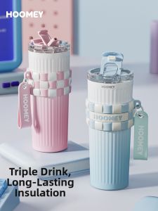 HOOMEY | High Appearance Insulated Cup Ceramic Lining Straw