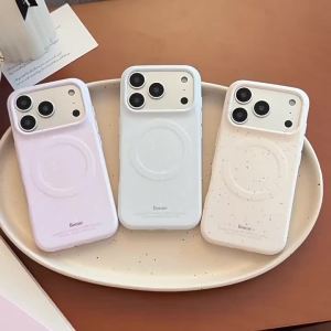 Korean Candy Colors Splash-ink Frosted Matte Magnetic Phone Case for iPhone 17 16 15 14 Pro Max Shockproof Protective Soft Cover