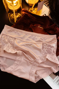 กางเกงชั้นในสตรีลูกไม้เซ็กซี่กลางเอวในผ้าไนลอนสีบริสุทธิ์พร้อมเป้าเหนียวสําหรับชุดชั้นในสไตล์กางเกงในเยาวชน