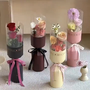 10/30pcs Round Flower Wrapping Paper Clear Plastic Single Flower Wrapping Bag for Holidays WomenS Day