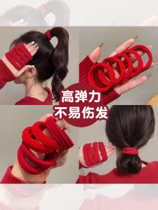 ยางรัดผมทรงหางม้าสูงสำหรับผู้หญิง ยางรัดผมสีแดง ทรงใหม่ ระดับไฮเอนด์ ยางยืดสูง เครื่องประดับผม แฟชั่น 2025
