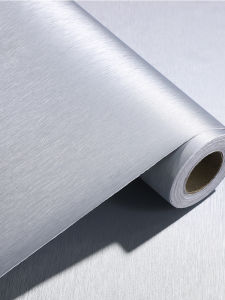 Silver Frosted Stainless Steel Metal Self Adhesive Refrigerator Sticker Washing Machine Ice Box Elevator Renovation Decal