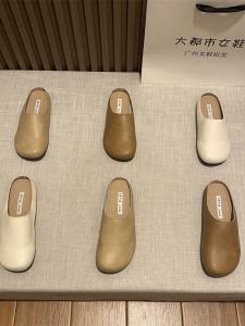 Closed Toe Lazybones Outdoor Slippers Flat Shoes 2024 New Arrival Half Slippers Comfortable Loafers Grandma Shoes Gommino Womens Shoes