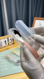 Children Stainless Steel Fork Spoon Set Case Cute Garpu Sudu Budak