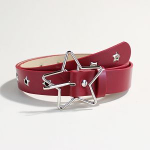 Y2K Punk Star Eyelet Black Rivet Belt Goth Pu Leather Belts For Women Jeans Pants Boys And Girls Students Belt