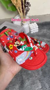 Sandal Jepit Anak Laki-Laki Motif Karakter Super Mario Size 24-35