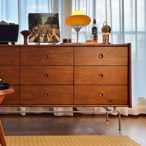 Retro Storage Chest of Drawer Northern Europe Solid Wood Nine-Drawer Cabinet Middle Ancient Bedroom Tailstock Modern Simple Home Japanese Style Living Room